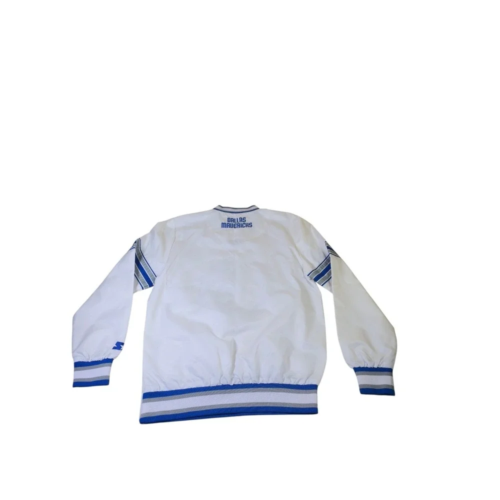 Starter Dallas Mavericks Windbreaker Jacket Mens Small White Blue Pullover NBA‎